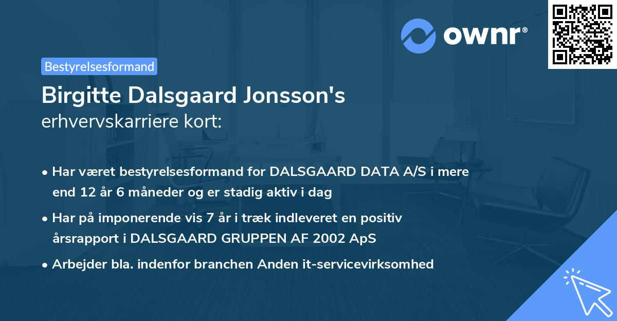 Birgitte Dalsgaard Jonsson's erhvervskarriere kort