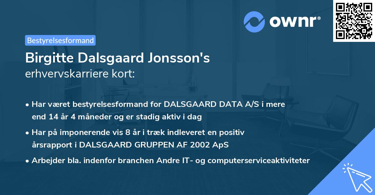 Birgitte Dalsgaard Jonsson's erhvervskarriere kort
