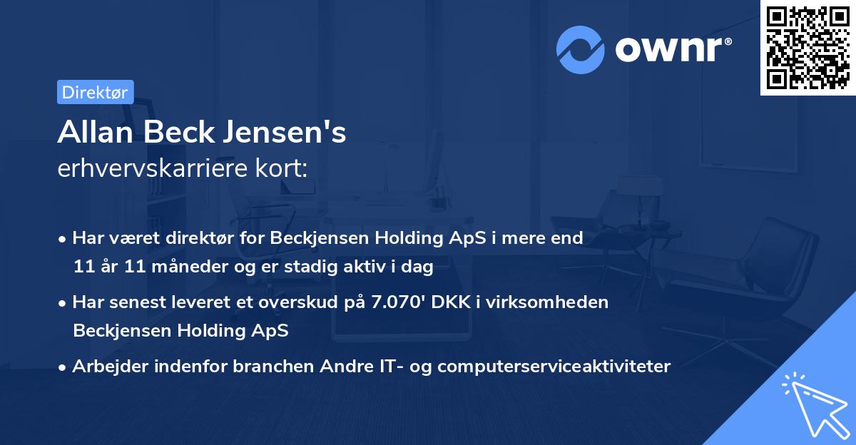 Allan Beck Jensen's erhvervskarriere kort