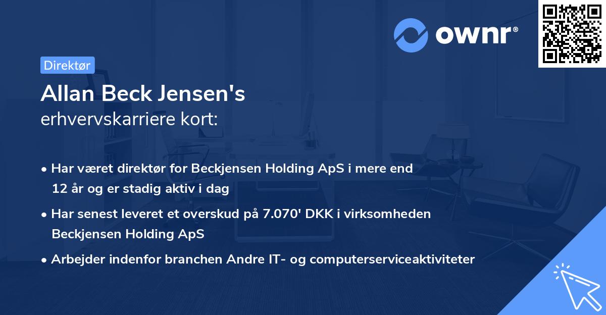 Allan Beck Jensen's erhvervskarriere kort