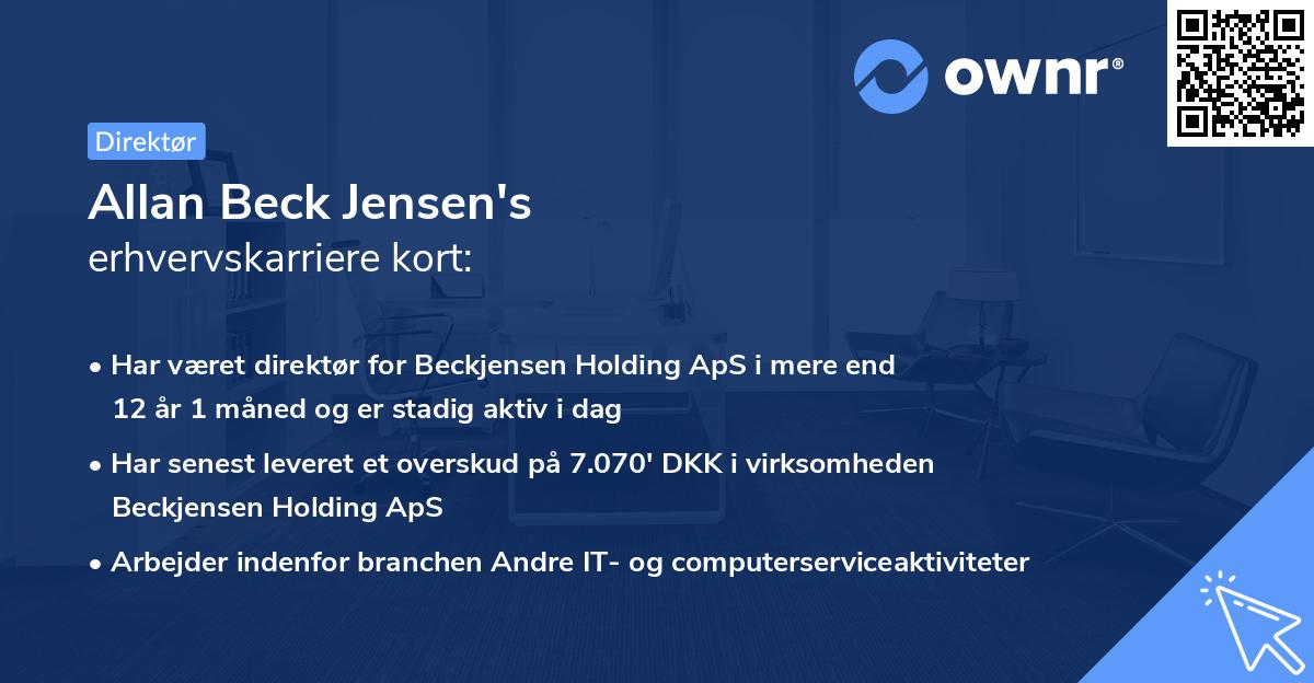 Allan Beck Jensen's erhvervskarriere kort