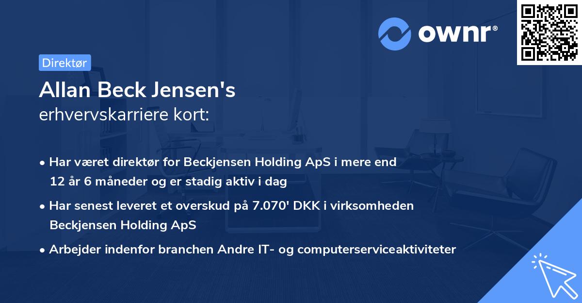 Allan Beck Jensen's erhvervskarriere kort