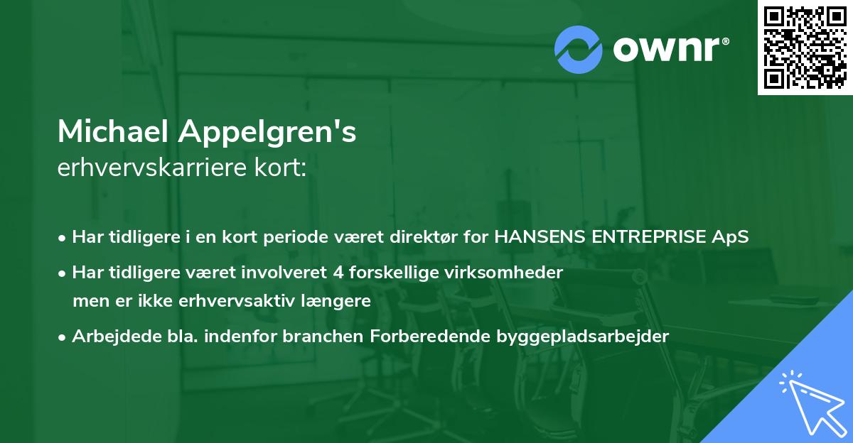 Michael Appelgren's erhvervskarriere kort