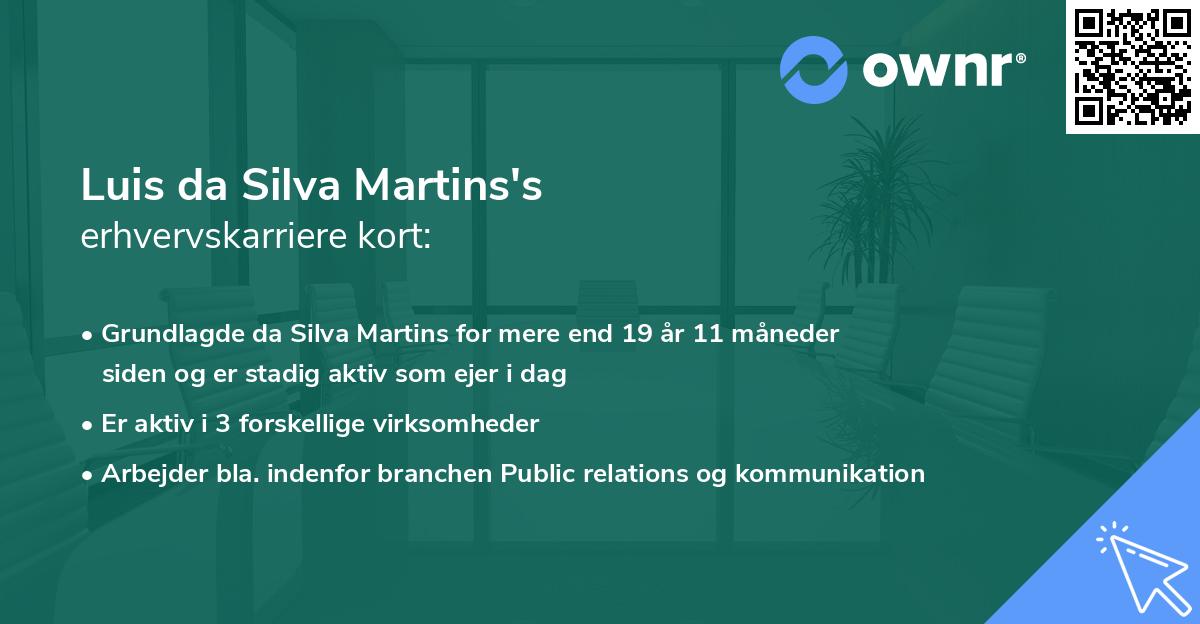 Luis da Silva Martins's erhvervskarriere kort