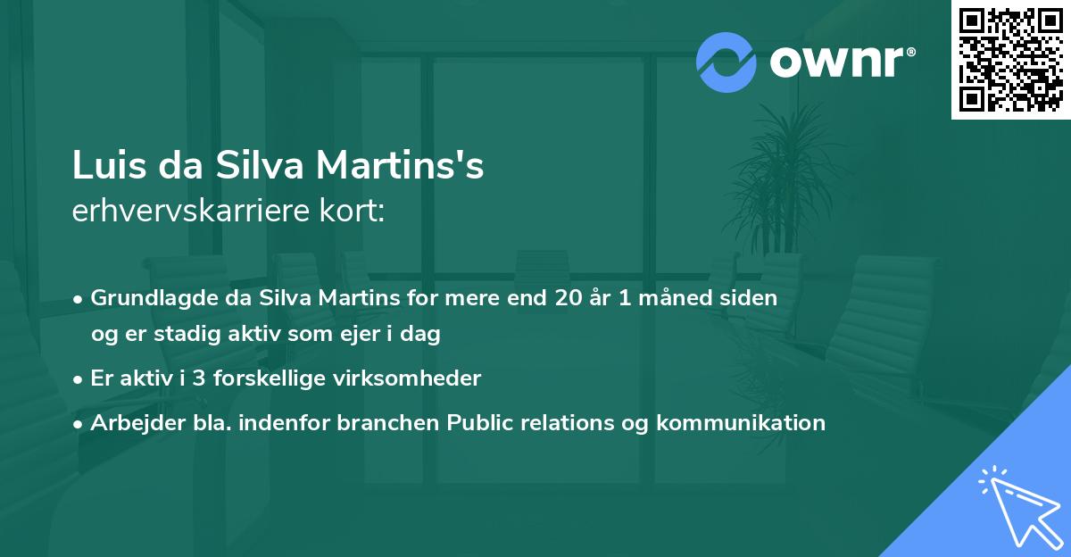 Luis da Silva Martins's erhvervskarriere kort