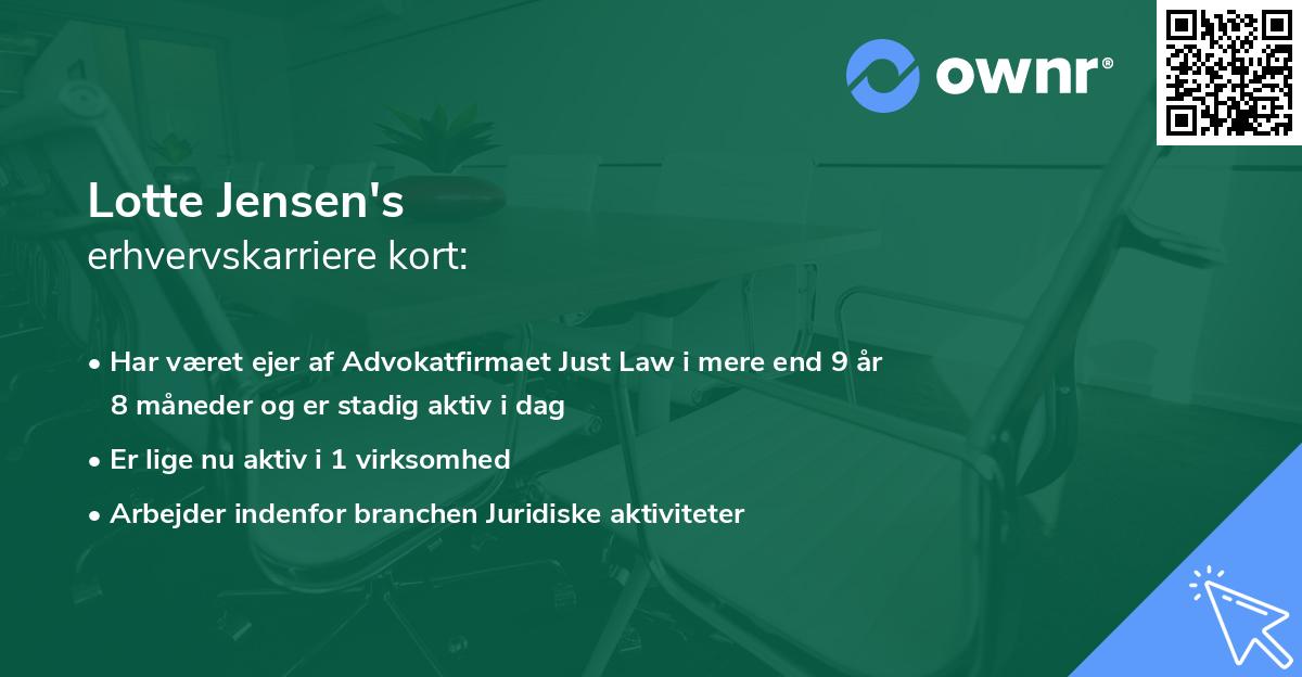 Lotte Jensen's erhvervskarriere kort