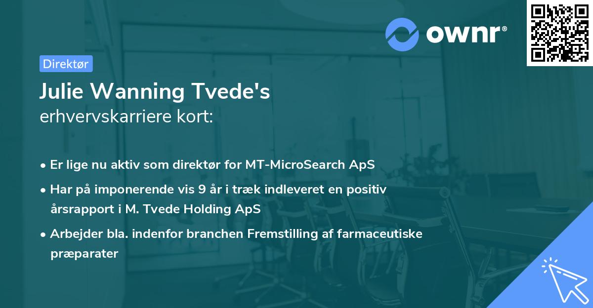 Julie Wanning Tvede's erhvervskarriere kort