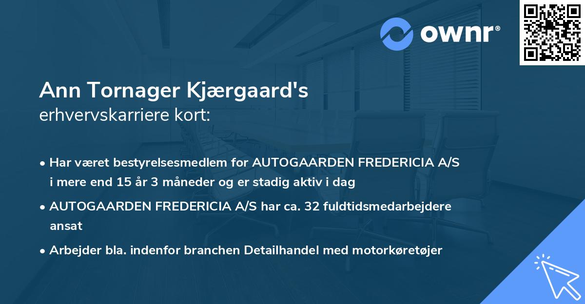 Ann Tornager Kjærgaard's erhvervskarriere kort