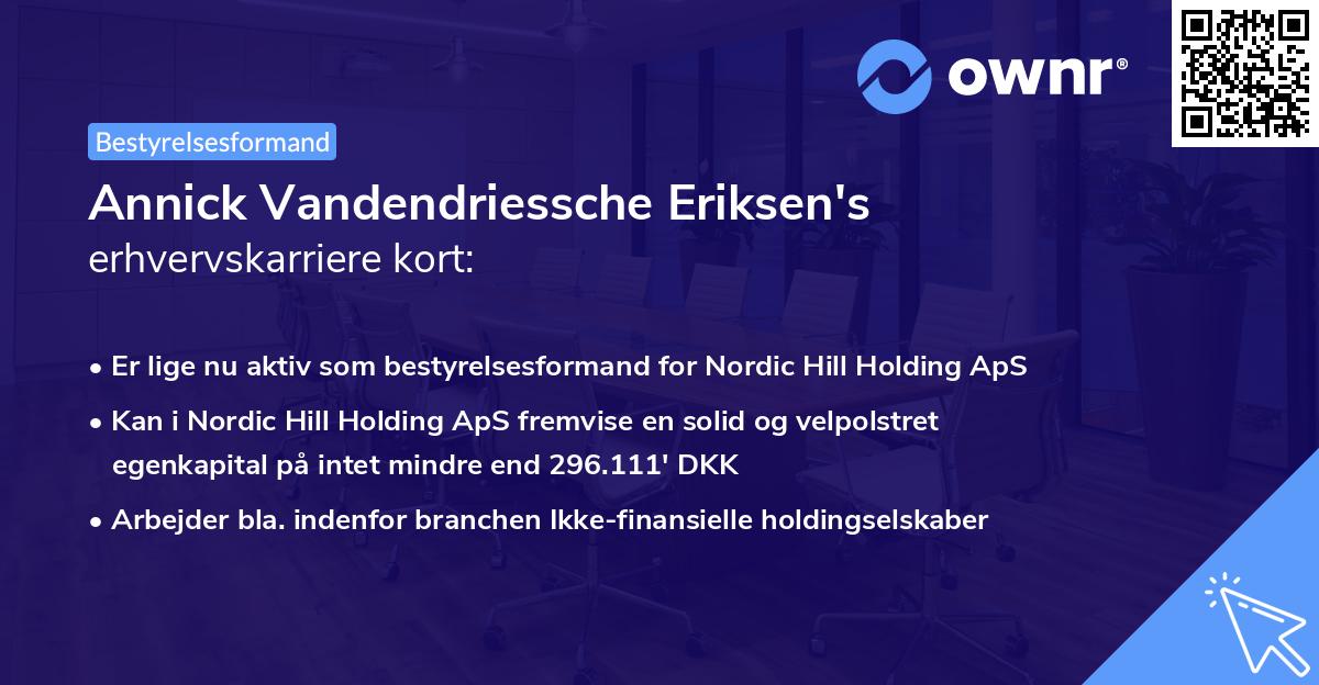 Annick Vandendriessche Eriksen's erhvervskarriere kort