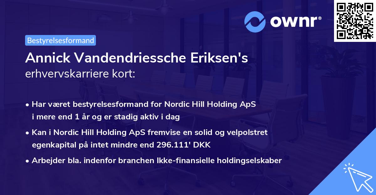 Annick Vandendriessche Eriksen's erhvervskarriere kort