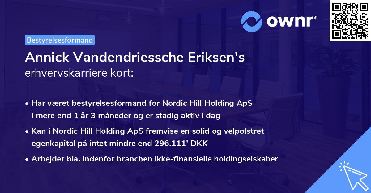 Annick Vandendriessche Eriksen's erhvervskarriere kort