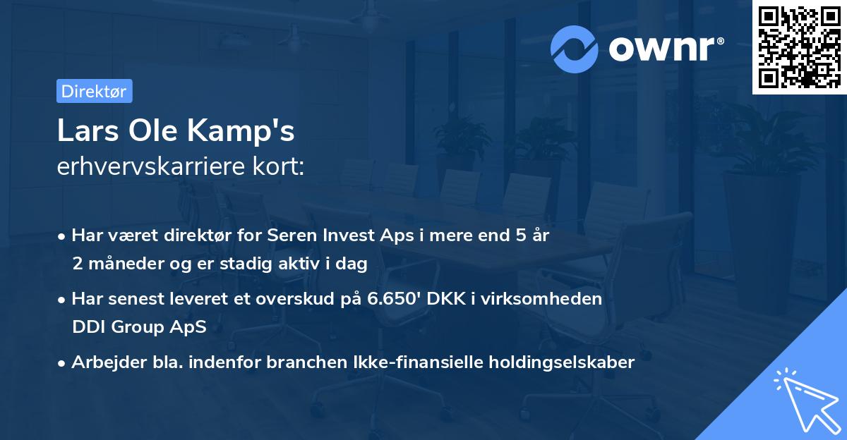 Lars Ole Kamp's erhvervskarriere kort