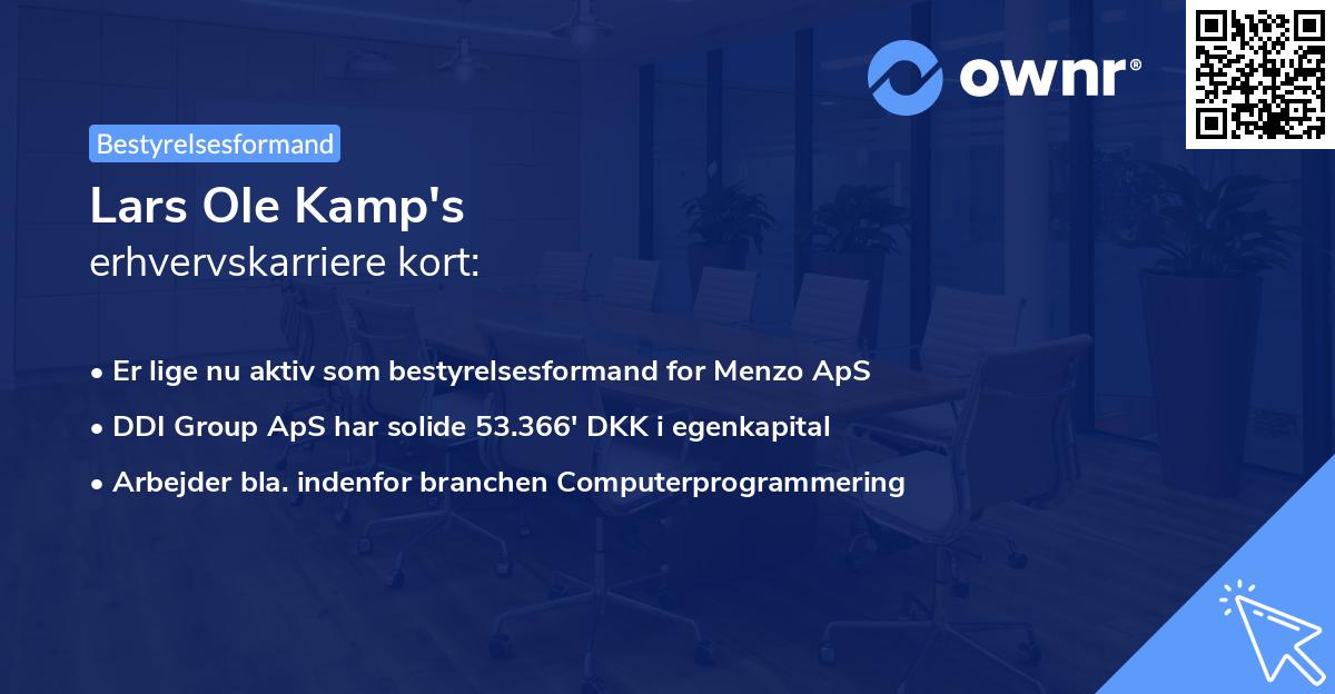Lars Ole Kamp's erhvervskarriere kort