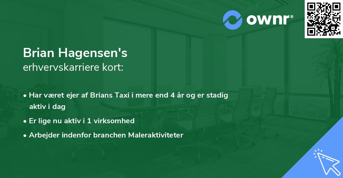 Brian Hagensen's erhvervskarriere kort