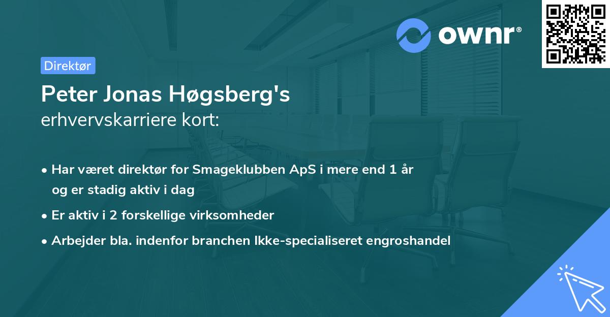 Peter Jonas Høgsberg's erhvervskarriere kort