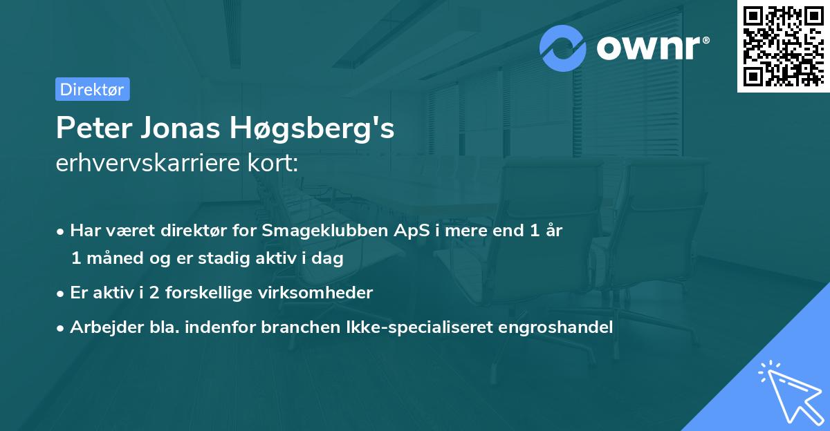 Peter Jonas Høgsberg's erhvervskarriere kort