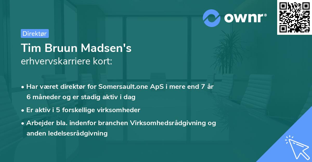 Tim Bruun Madsen's erhvervskarriere kort