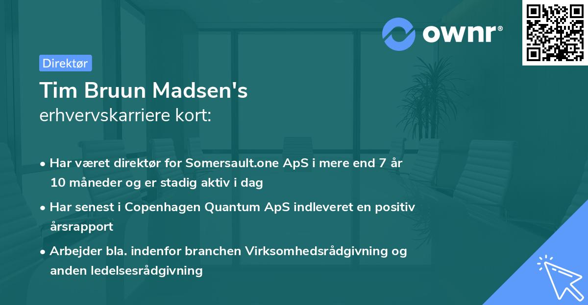 Tim Bruun Madsen's erhvervskarriere kort