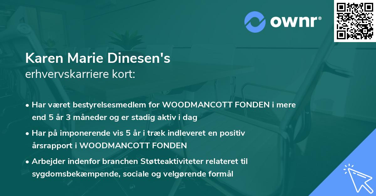 Karen Marie Dinesen's erhvervskarriere kort