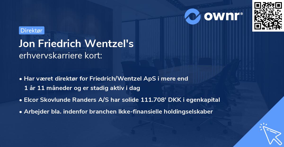 Jon Friedrich Wentzel's erhvervskarriere kort