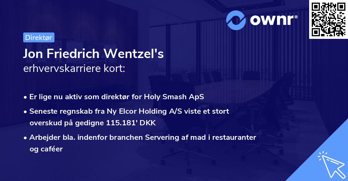 Jon Friedrich Wentzel's erhvervskarriere kort