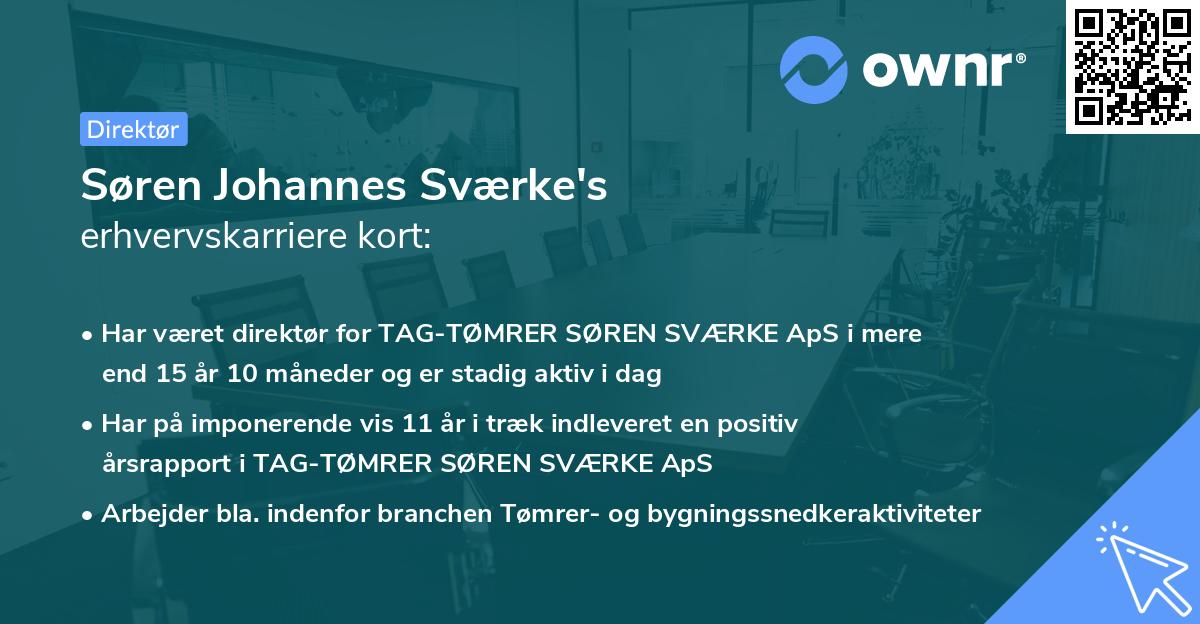 Søren Johannes Sværke's erhvervskarriere kort