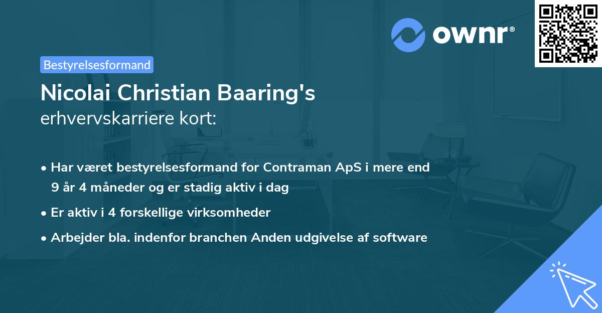 Nicolai Christian Baaring's erhvervskarriere kort