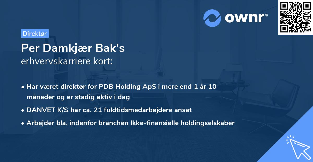 Per Damkjær Bak's erhvervskarriere kort