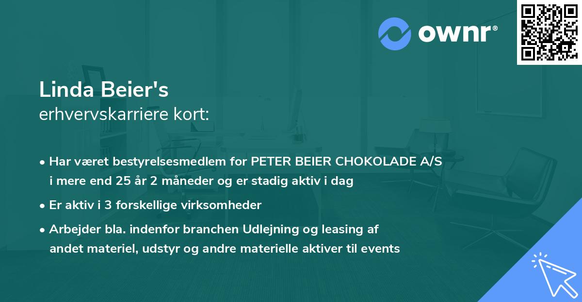 Linda Beier's erhvervskarriere kort