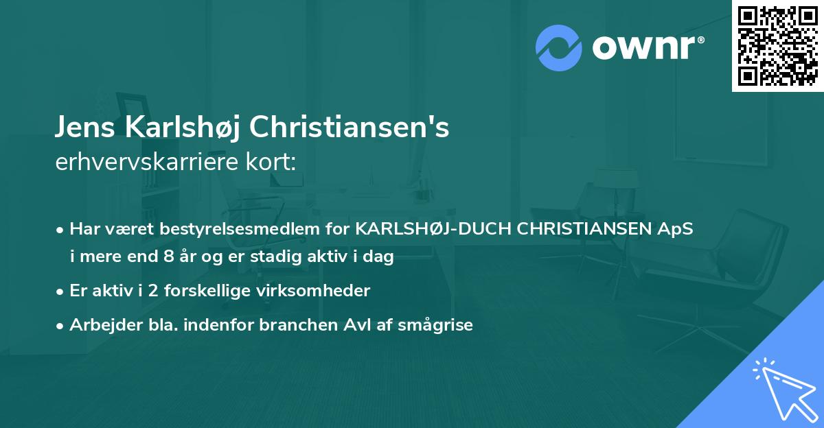 Jens Karlshøj Christiansen's erhvervskarriere kort