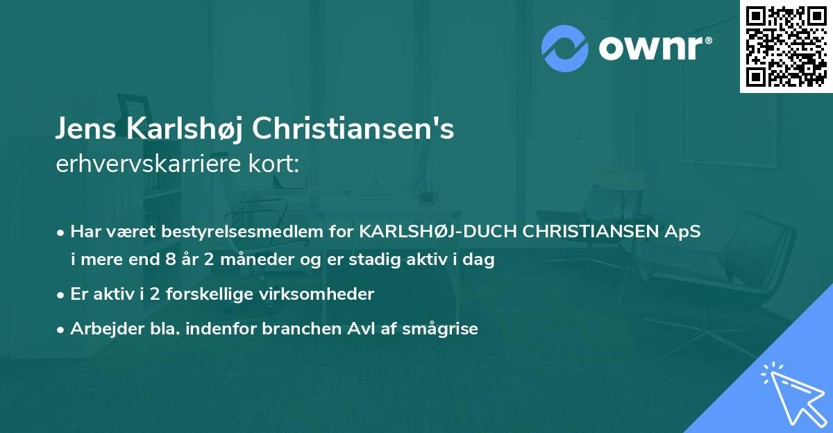 Jens Karlshøj Christiansen's erhvervskarriere kort