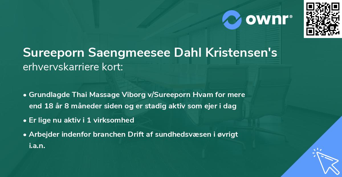Sureeporn Saengmeesee Dahl Kristensen's erhvervskarriere kort