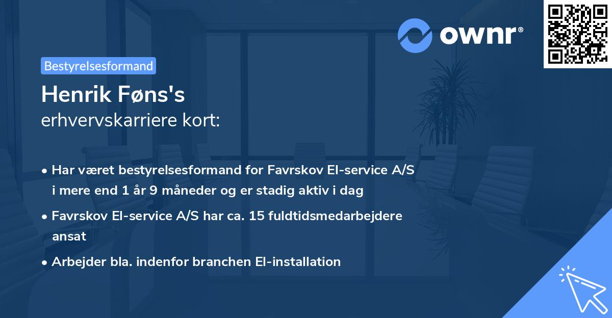 Henrik Føns's erhvervskarriere kort