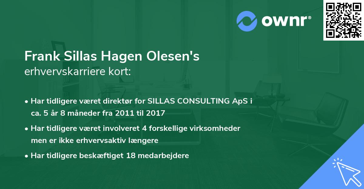 Frank Sillas Hagen Olesen's erhvervskarriere kort
