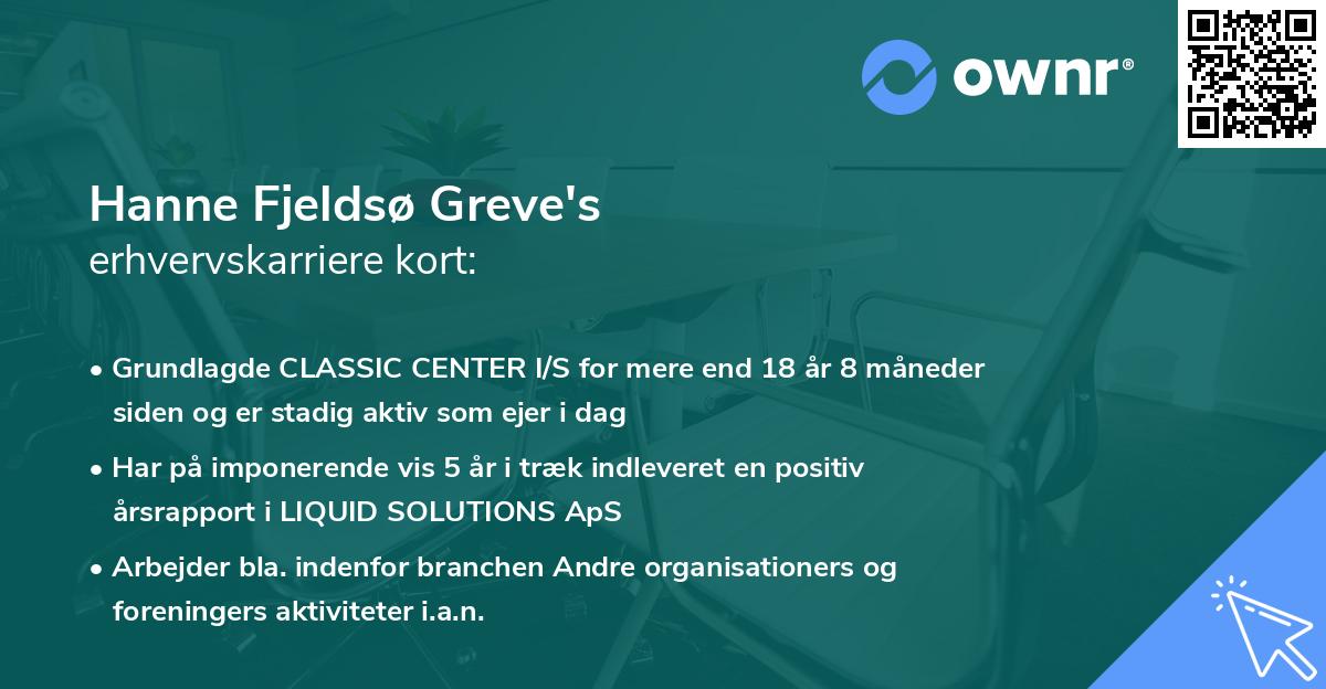 Hanne Fjeldsø Greve's erhvervskarriere kort