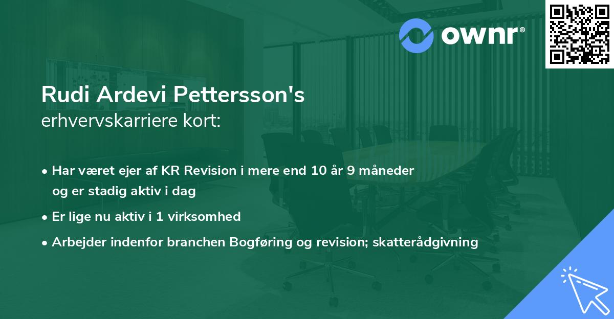 Rudi Ardevi Pettersson's erhvervskarriere kort