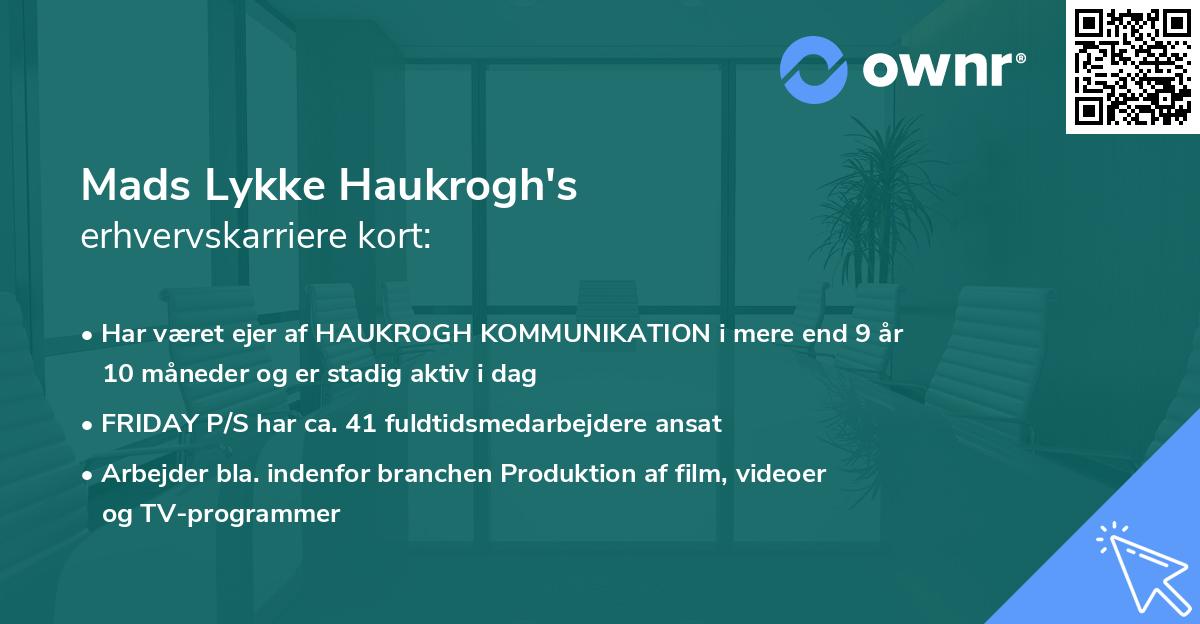 Mads Lykke Haukrogh's erhvervskarriere kort