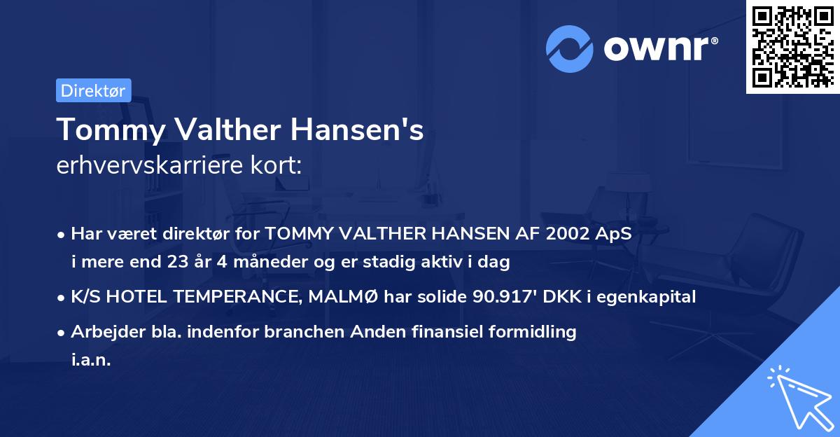 Tommy Valther Hansen's erhvervskarriere kort
