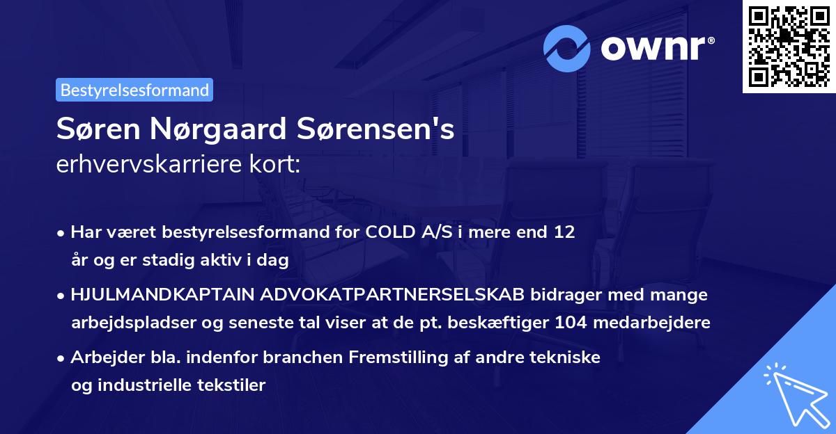 Søren Nørgaard Sørensen's erhvervskarriere kort