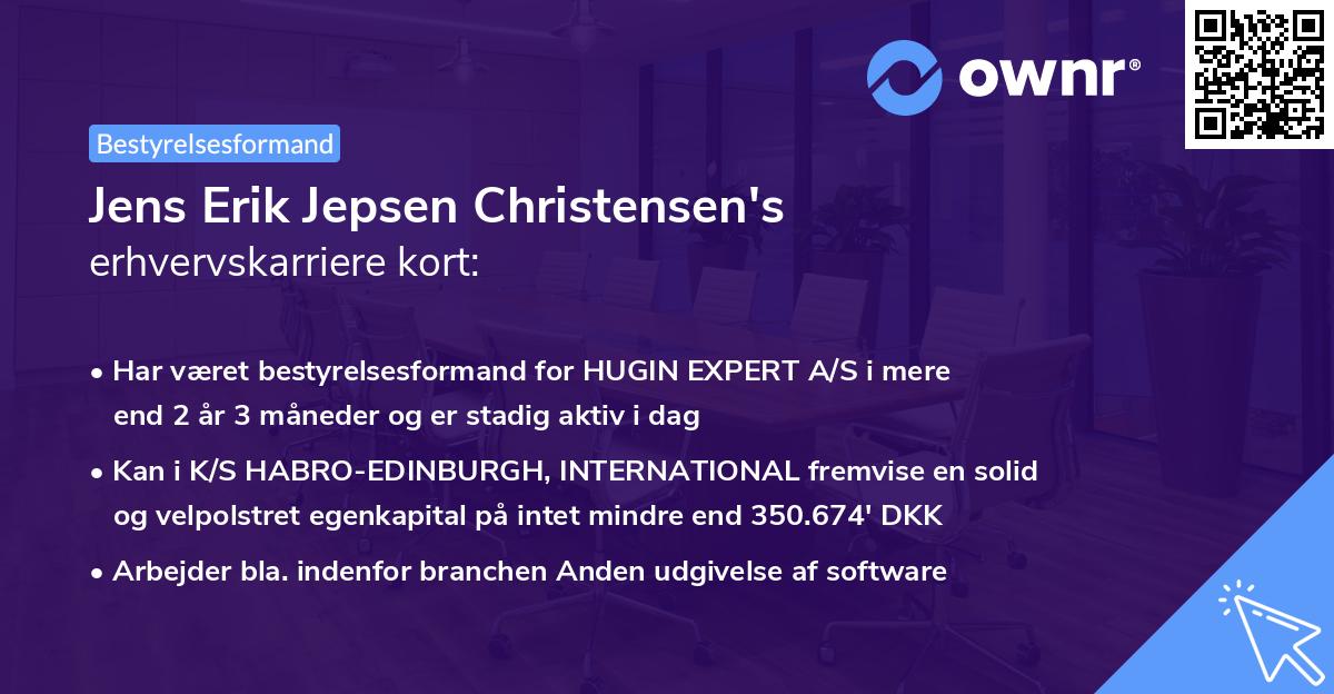 Jens Erik Jepsen Christensen's erhvervskarriere kort