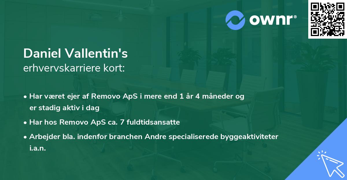 Daniel Vallentin's erhvervskarriere kort