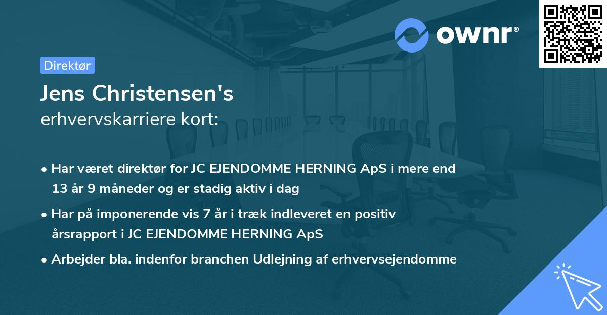 Jens Christensen's erhvervskarriere kort