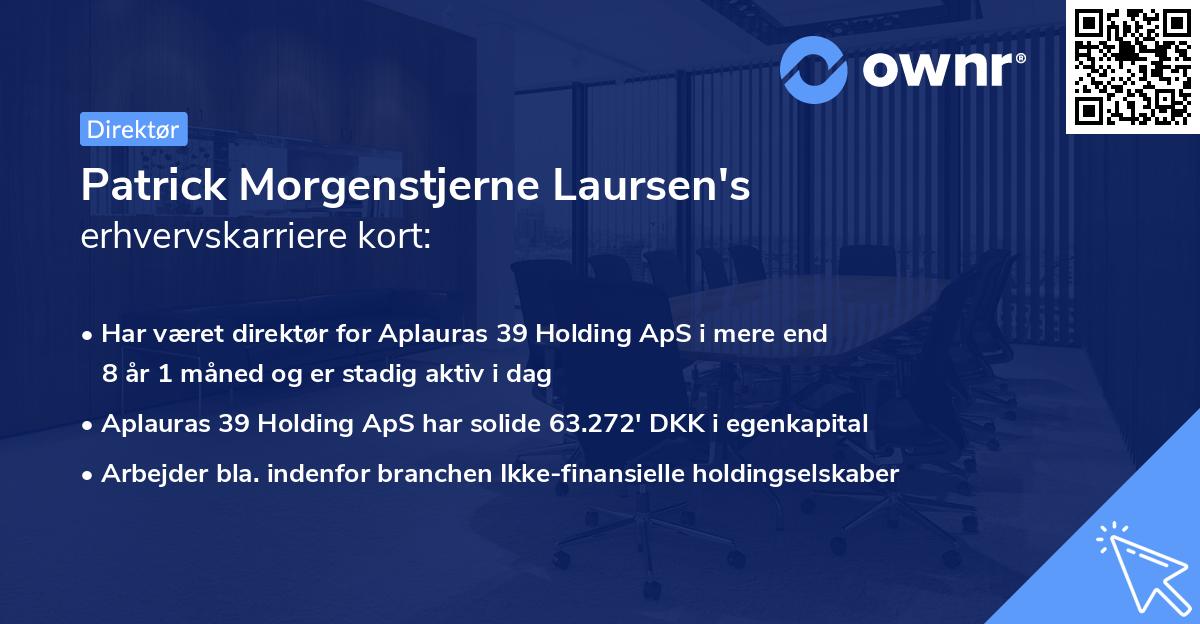 Patrick Morgenstjerne Laursen's erhvervskarriere kort