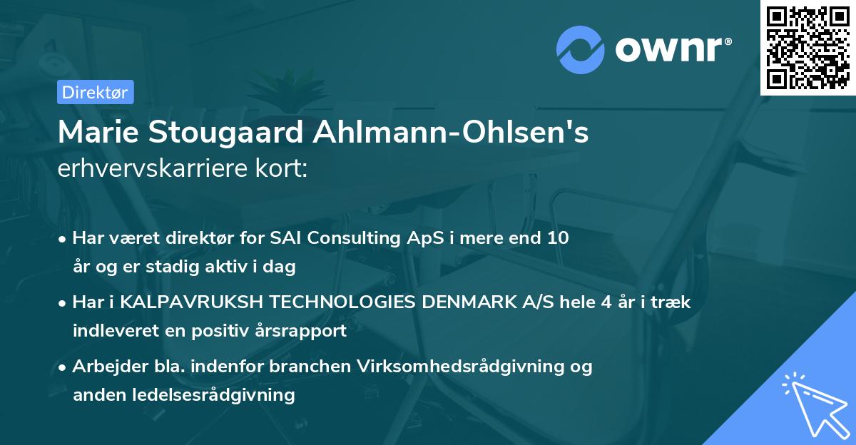 Marie Stougaard Ahlmann-Ohlsen's erhvervskarriere kort