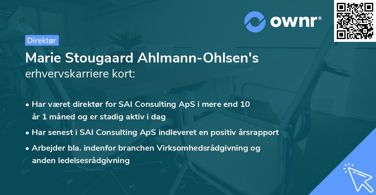 Marie Stougaard Ahlmann-Ohlsen's erhvervskarriere kort