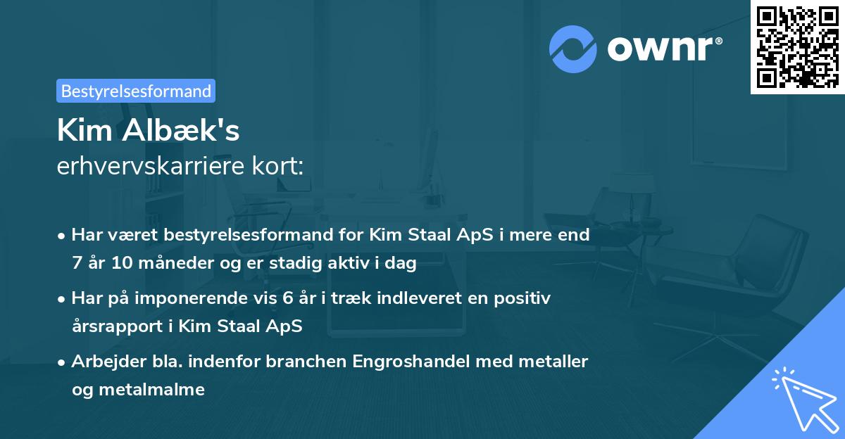 Kim Albæk's erhvervskarriere kort