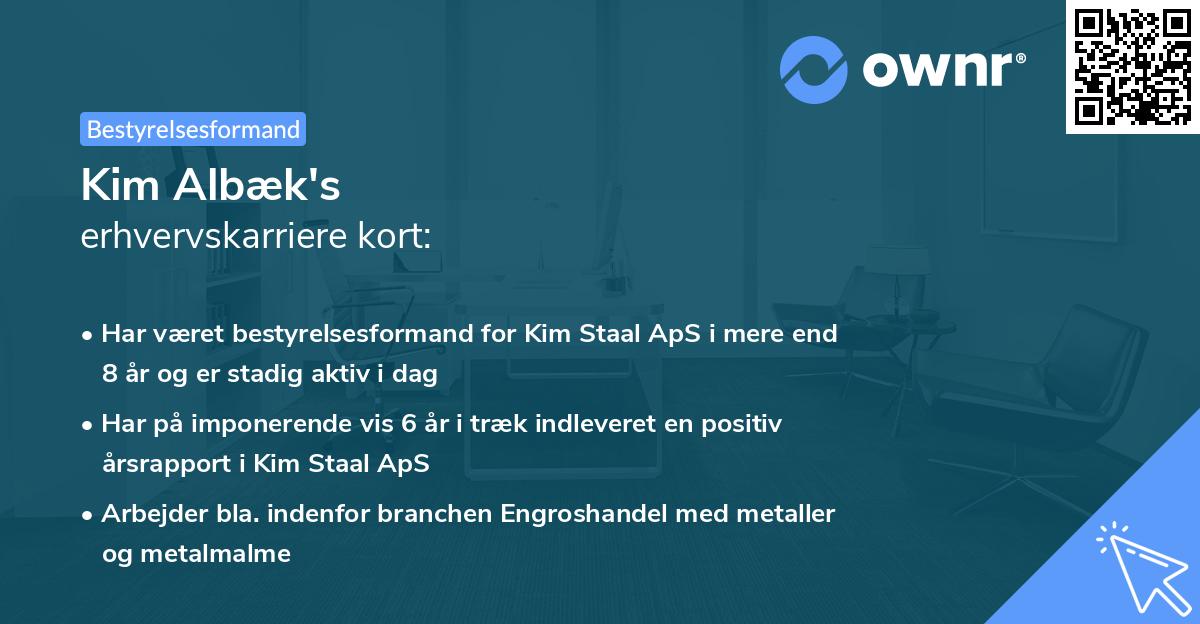 Kim Albæk's erhvervskarriere kort