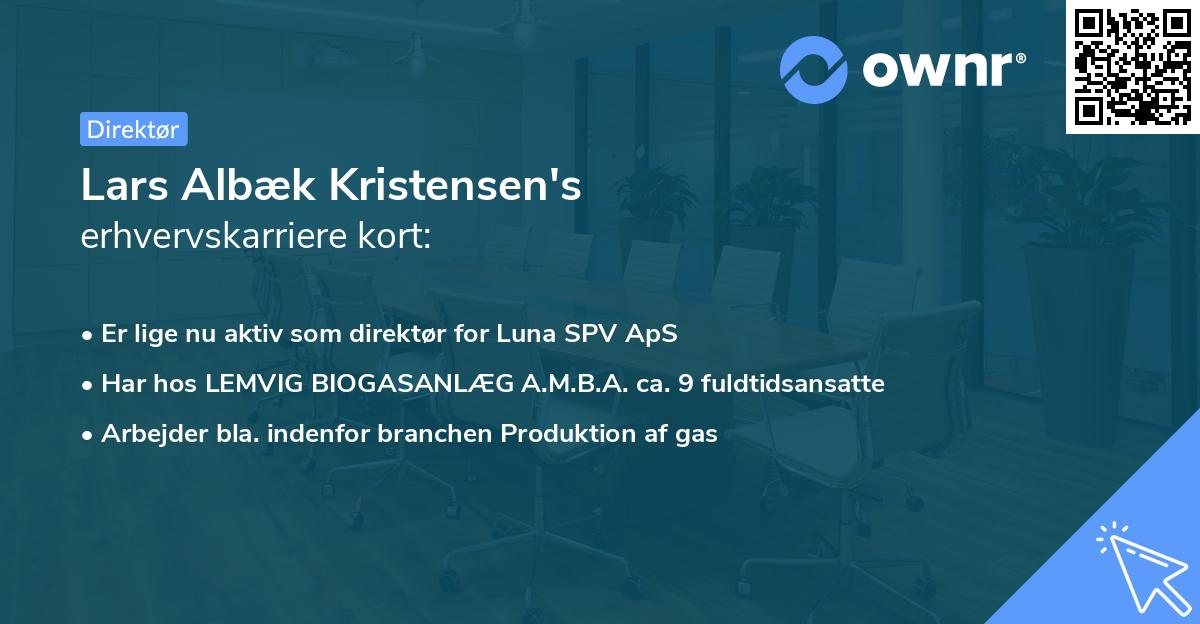 Lars Albæk Kristensen's erhvervskarriere kort