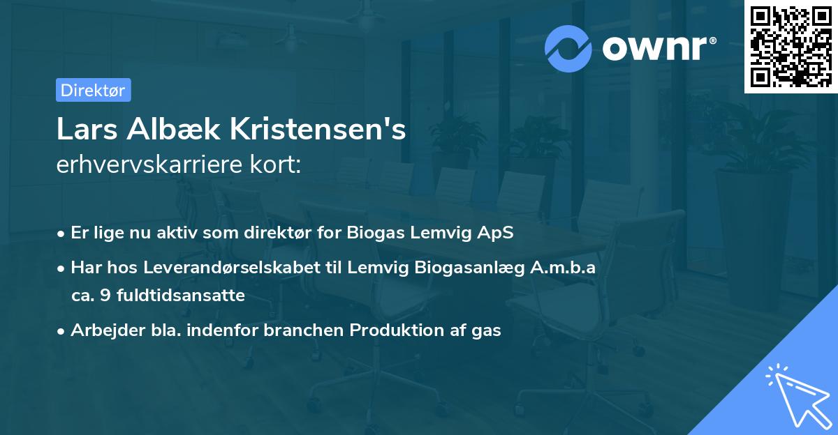 Lars Albæk Kristensen's erhvervskarriere kort