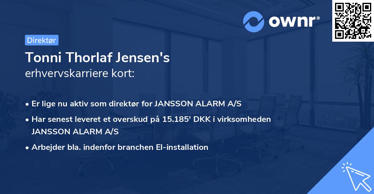 Tonni Thorlaf Jensen's erhvervskarriere kort